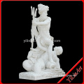 White Marble Stone Roman Man Statue Take Long Forks